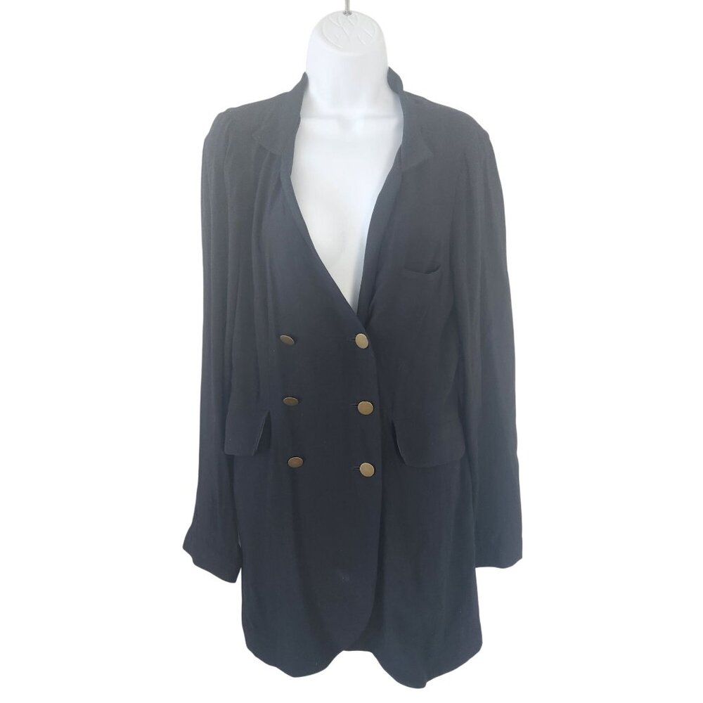 Free People Black Double-Breasted Blazer Dress With Gold Buttons - Size S